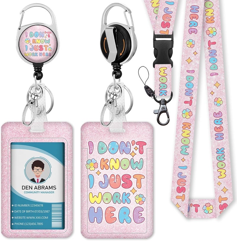 Piefly Lanyards for Id Badges, Cute Badge Holder with Retractable Reel Clip, Funny Work Name Tag Breakaway Keychain Lanyard Vertical ID Card Protector Case for Women Nurse Doctor Teacher Student - Image 1